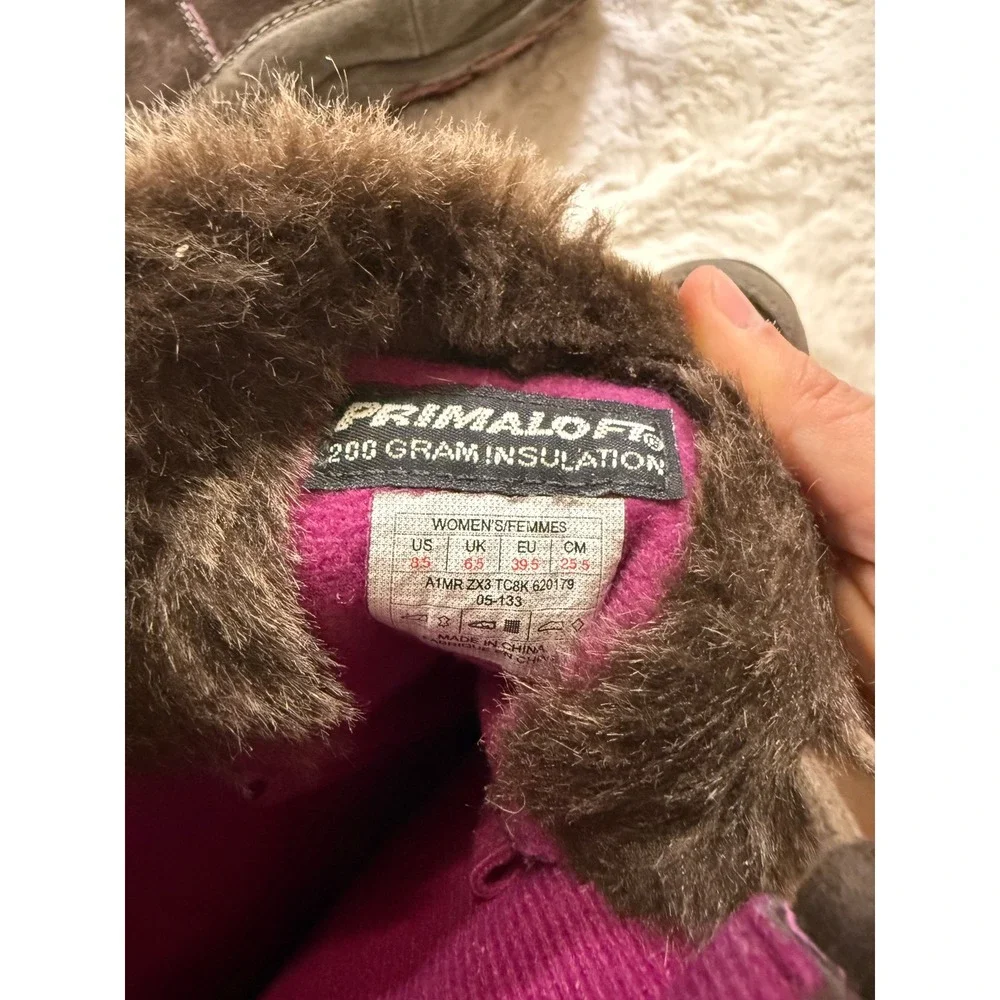 The North Face Winter Boots 8.5 Brown Waterproof Suede PrimaLoft Faux Fur Hiking